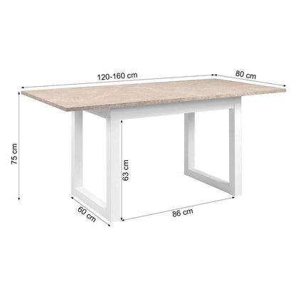 Esstisch ausziehbar 120x80 cm Sandstein Weiss - Palo24