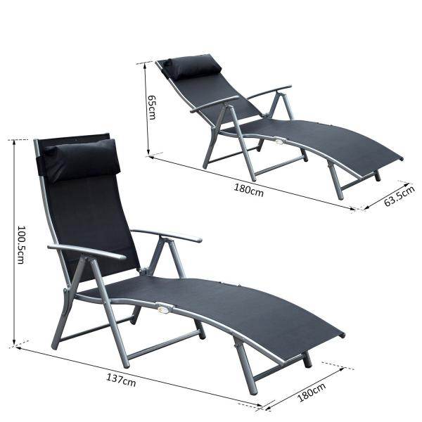 Sonnenliege klappbar mit Kissen Schwarz - Palo24