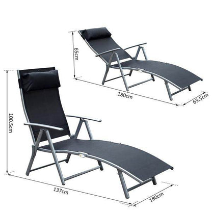 Sonnenliege klappbar mit Kissen Schwarz - Palo24