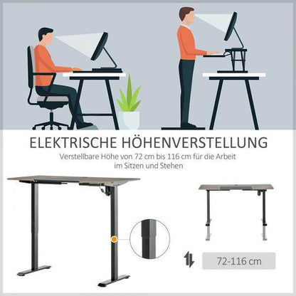 Elektrischer Schreibtisch höhenverstellbar Natur schwarz 140c m x 70 cm x 116 cm - Palo24