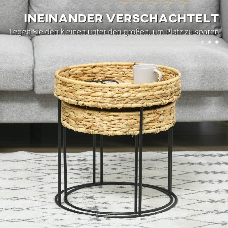 Beistelltisch 2er-Set Natur + Schwarz - Palo24