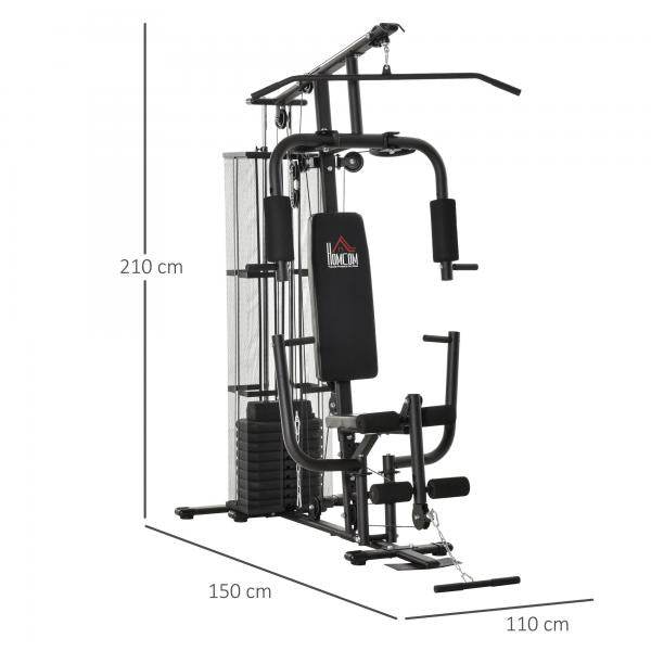Gym Kraftstation Fitnessstation Multigym Fitnessgerät inkl. Gewichten Metall PU - Palo24