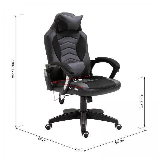Bürostuhl Ergonomisch Massagesessel Gaming Stuhl Schwarz - Palo24