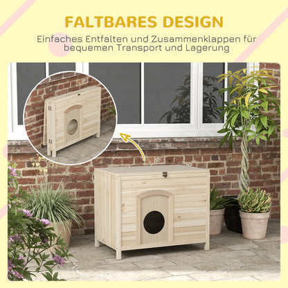 Maison pliable pour animaux de compagnie, bac à litière pour chat en bois massif