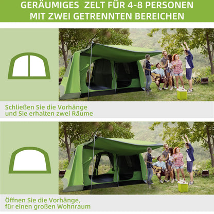 Tente de camping 2 cabines de couchage tente dôme tente familiale 4-8 personnes