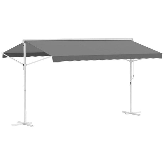 Standmarkise Gartenmarkise mit Faltarm Grau 4,5x3,42m - Palo24