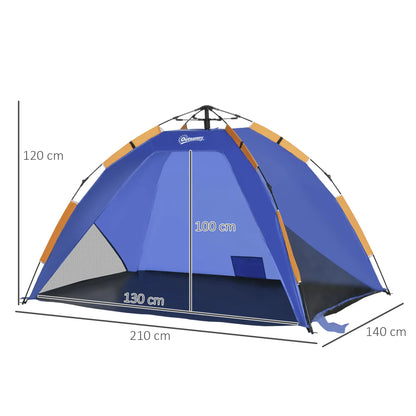 Abri de plage, tente de plage, tente de camping pop-up, fenêtre grillagée, sac de transport, 2-3 personnes