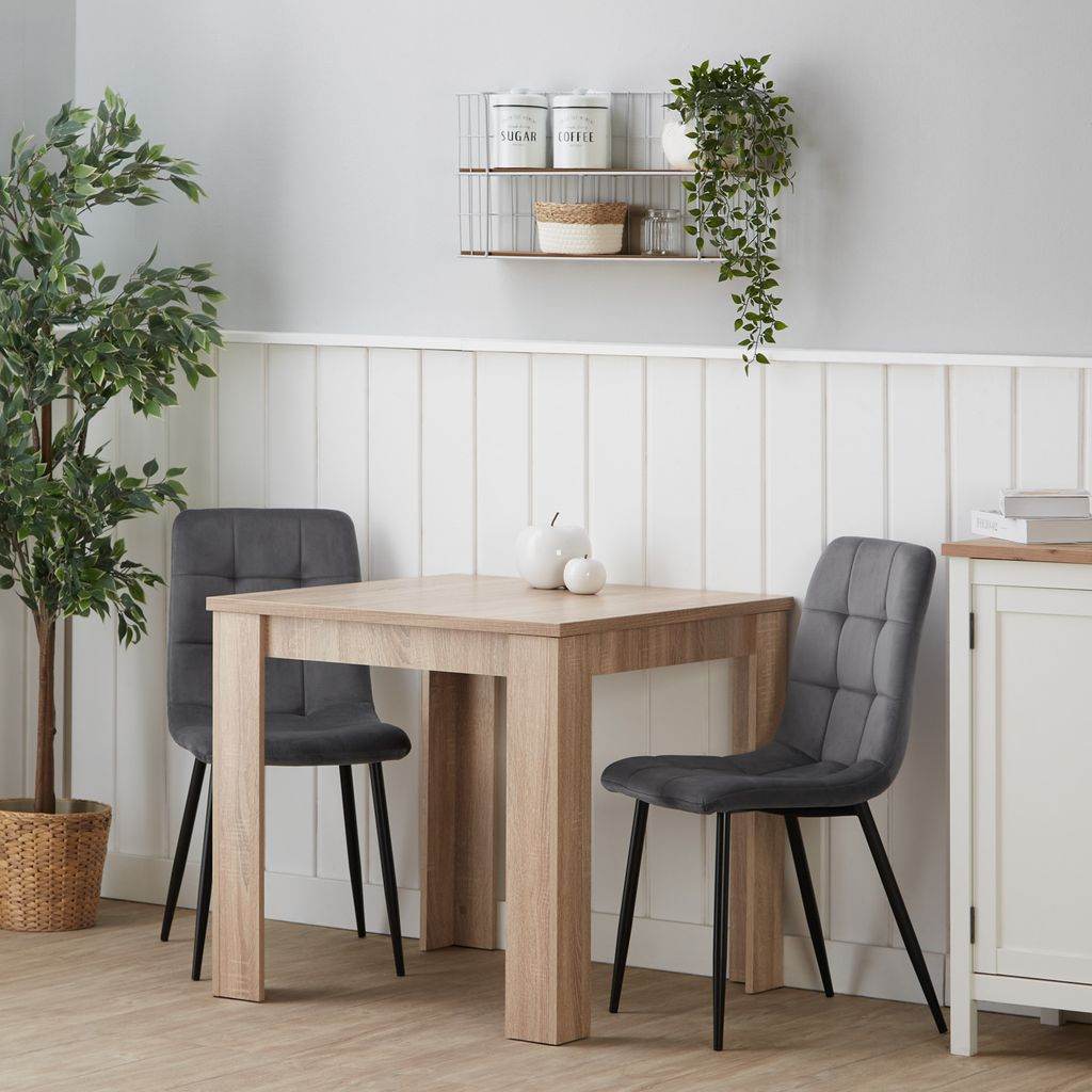 Esstisch mit 2 Stühlen Set 80x80 cm Natur Grau - Palo24
