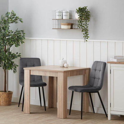 Esstisch mit 2 Stühlen Set 80x80 cm Natur Grau - Palo24