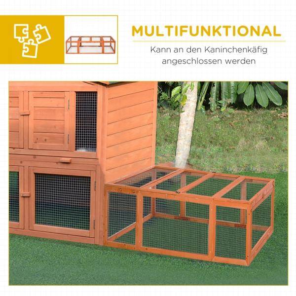 Freilaufgehege für Kleintiere Aufklappbares Dach Tannenholz Orange - Palo24