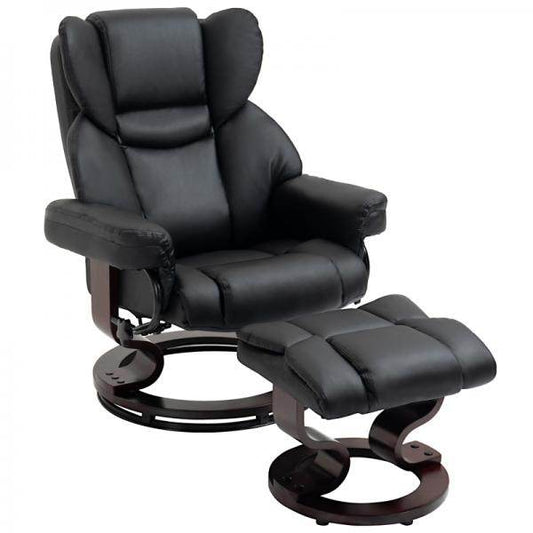 Relaxsessel mit Hocker, Liegefunktion, drehbar, bis 160 kg, schwarz - Palo24