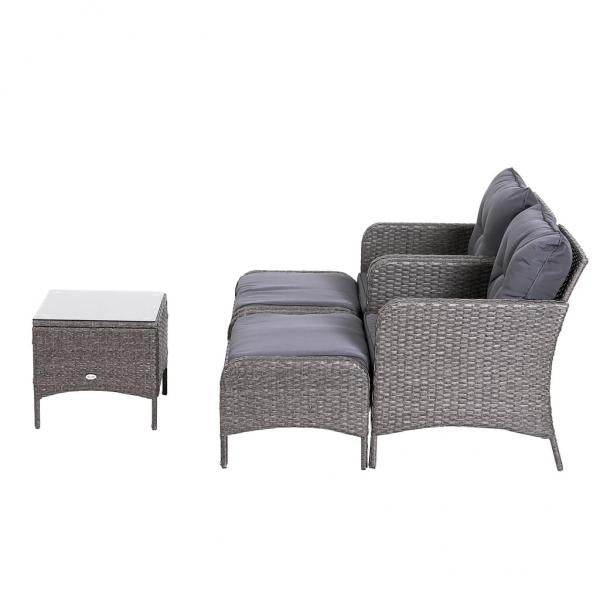 5-tlg. Polyrattan Sitzgruppe Set Sofagarnitur mit Kissen Dunkelgrau - Palo24