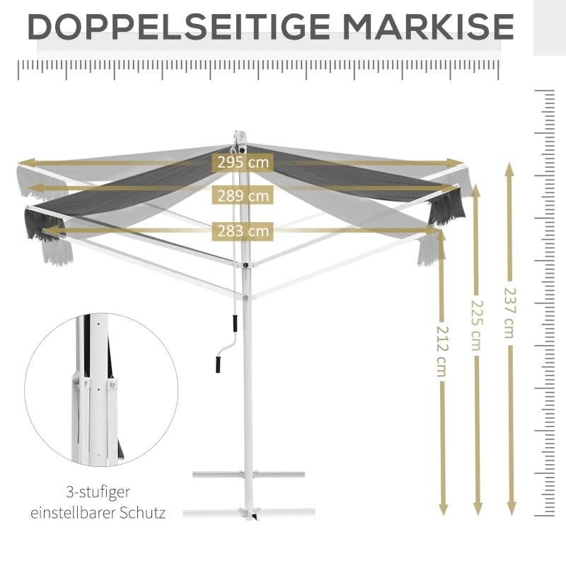 Standmarkise Gartenmarkise mit Faltarm Grau 4,5x3,42m - Palo24