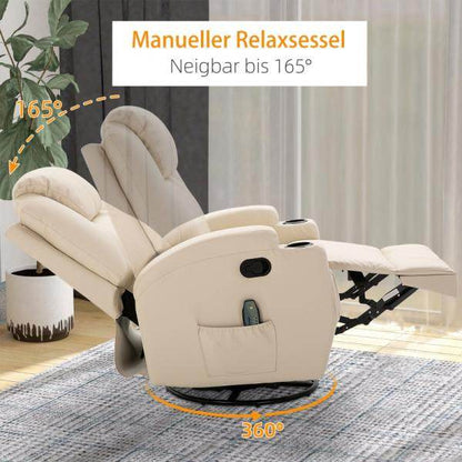 Massagesessel Elektrisch 5 Massage-Modi Liegefunktion Schaumstoff Cremeweiss - Palo24