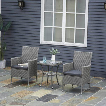 Gartensitzgruppe 3-tlg. Rattenmöbel Polyrattan Set grau - Palo24