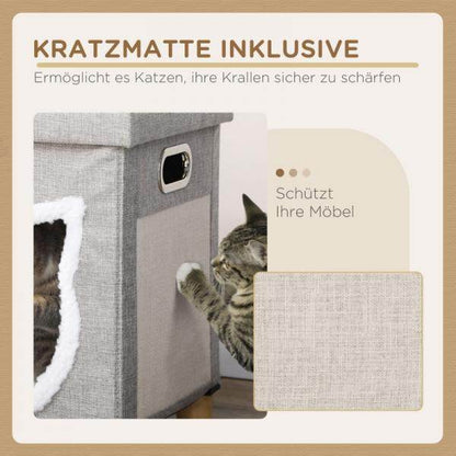 Katzenhöhle, Katzenhaus, inkl. Spielball, waschbares Kissen, 35,5 cm x 35,5 cm x 42,5 cm - Palo24