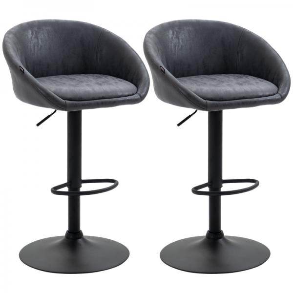 2er-Set Barhocker, höhenverstellbar, 360-Grad-Schwenk-Design, Grau - Palo24