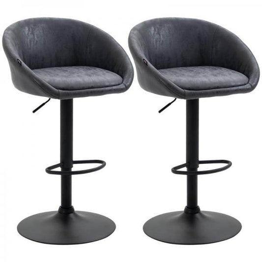2er-Set Barhocker, höhenverstellbar, 360-Grad-Schwenk-Design, Grau - Palo24