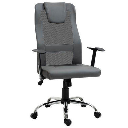 Bürostuhl höhenverstellbar Chefsessel Gaming Stuhl ergonomisch PU grau - Palo24