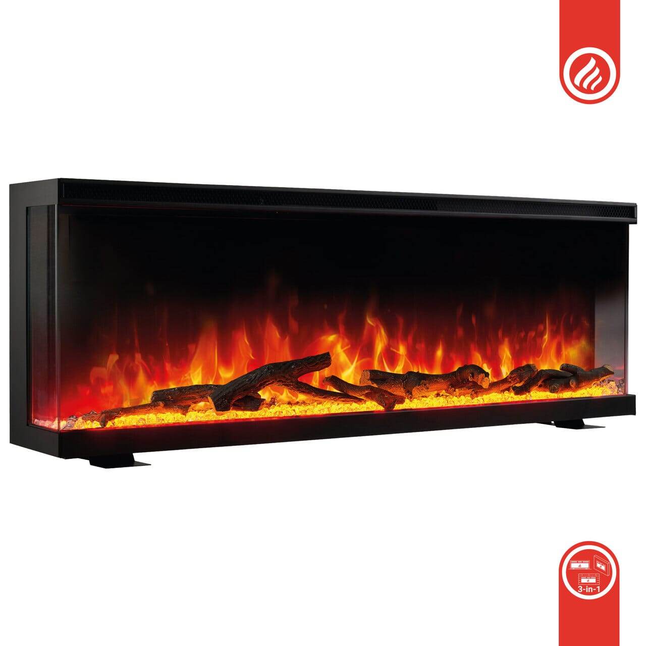 KAMINIO 3-in-1 Elektrokamin LEA - Panoramaview 36 Zoll Schwarz - Palo24