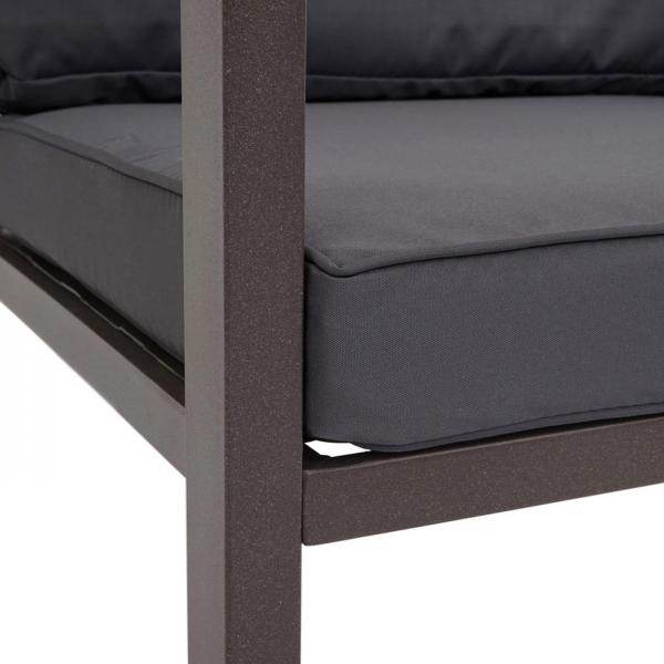 Garnitur Gartenlounge Gartengarnitur Lounge-Set Sitzgruppe Sofa, Metall ~ Polster grau - Palo24