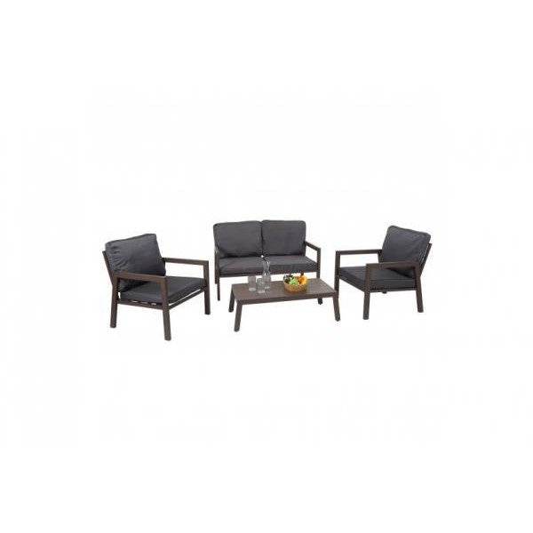 Garnitur Gartenlounge Gartengarnitur Lounge-Set Sitzgruppe Sofa, Metall ~ Polster grau - Palo24