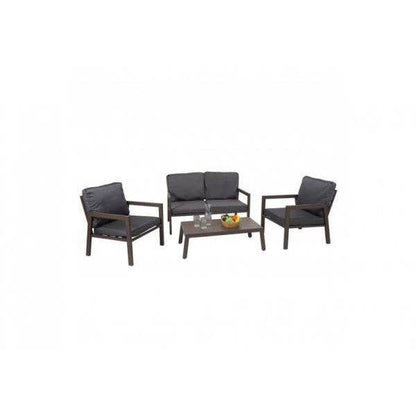 Garnitur Gartenlounge Gartengarnitur Lounge-Set Sitzgruppe Sofa, Metall ~ Polster grau - Palo24