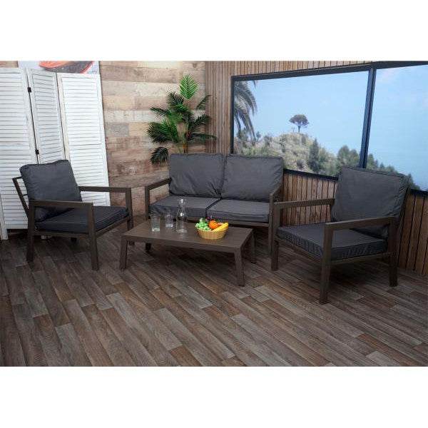 Garnitur Gartenlounge Gartengarnitur Lounge-Set Sitzgruppe Sofa, Metall ~ Polster grau - Palo24