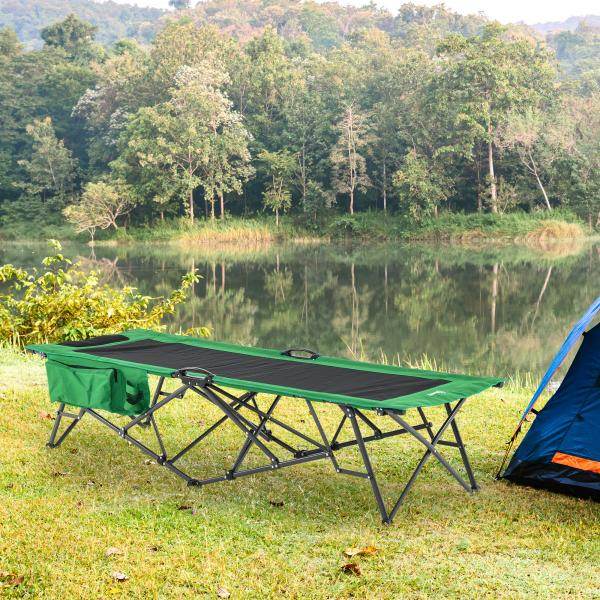 Campingbett Breite klappbar Einzelperson grün schwarz - Palo24