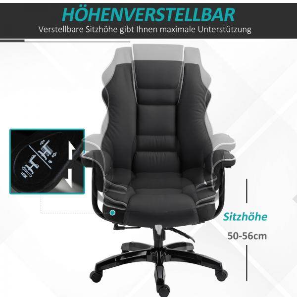 Ergonomischer Bürostuhl Höhenverstellbarer Stuhl mit Wippfunktion Schwarz - Palo24
