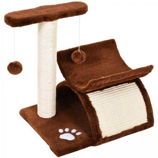 Katzenkratzbaum Spielbaum Kratzbaum Katzen mit Ball Braun L40 x B30 x H43 cm - Palo24