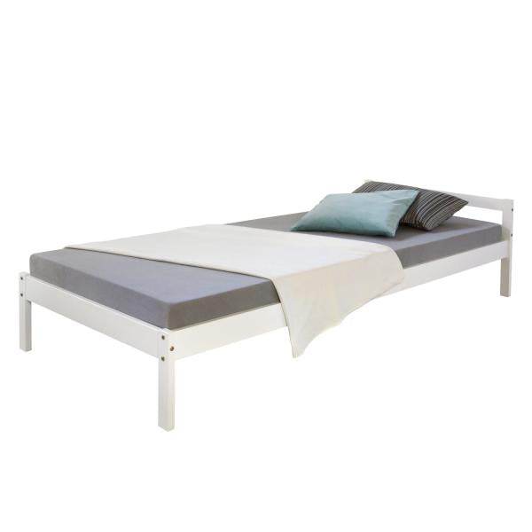 Holzbett Jugendbett Kinderbett 90x200 weiss Bett Tagesbett Einzelbett Bettgestell - Palo24