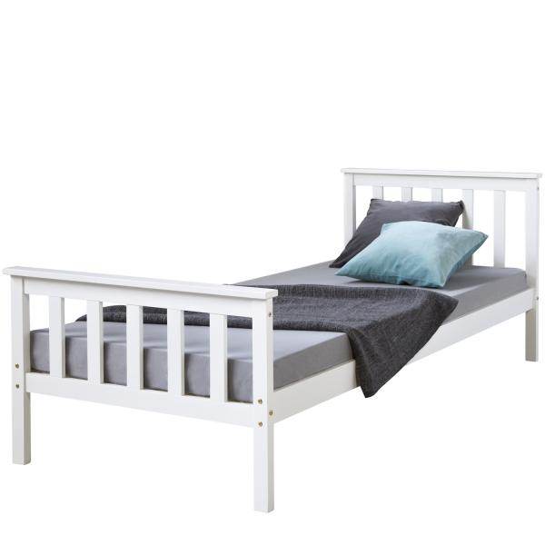 Jugendbett Einzelbett Kinderbett Bettgestell 90x200 weiss Tagesbett Holzbett - Palo24