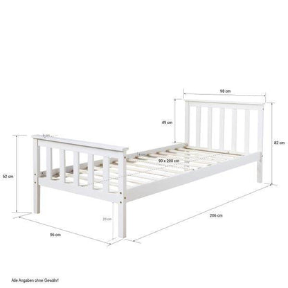Jugendbett Einzelbett Kinderbett Bettgestell 90x200 weiss Tagesbett Holzbett - Palo24