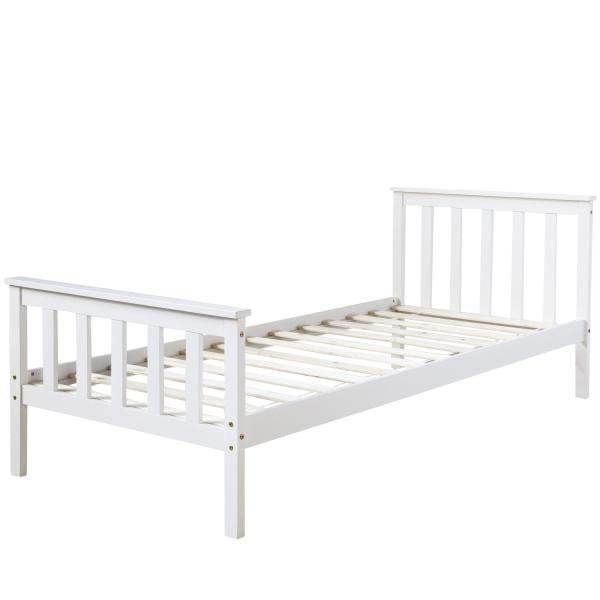 Jugendbett Einzelbett Kinderbett Bettgestell 90x200 weiss Tagesbett Holzbett - Palo24