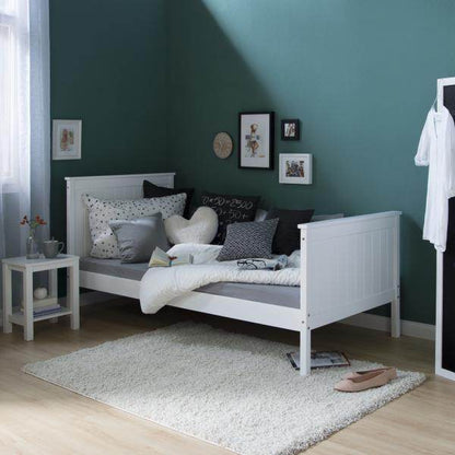 Jugendbett Einzelbett Holzbett Bettgestell 90x200 weiss Tagesbett Bett Kiefer - Palo24