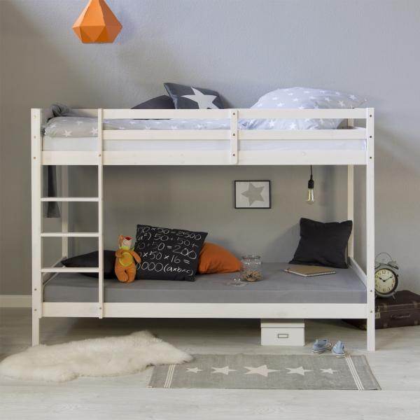 Kinderbett Etagenbett Kinder Hochbett Jugendbett mit Leiter, 90 x 200 cm weiss - Palo24