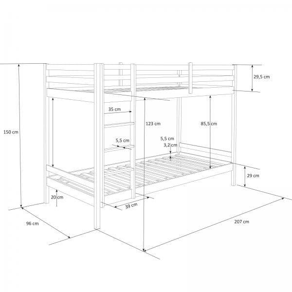 Kinderbett Etagenbett Kinder Hochbett Jugendbett mit Leiter, 90 x 200 cm weiss - Palo24