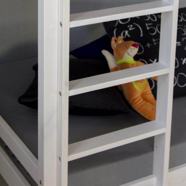 Kinderbett Etagenbett Kinder Hochbett Jugendbett mit Leiter, 90 x 200 cm weiss - Palo24