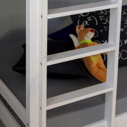 Kinderbett Etagenbett Kinder Hochbett Jugendbett mit Leiter, 90 x 200 cm weiss - Palo24
