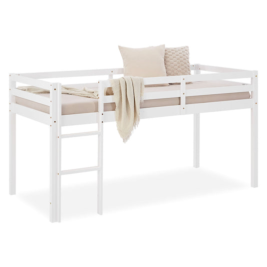 Hochbett Spielbett Kinderbett Leiter Kiefer weiss 90x200 massiv Jugendbett