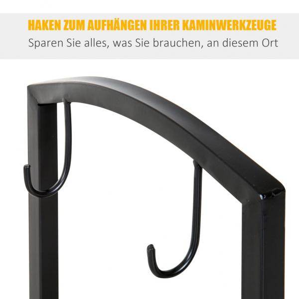 Kaminholzständer Brennholzregal mit Kaminbesteck Schwarz - Palo24