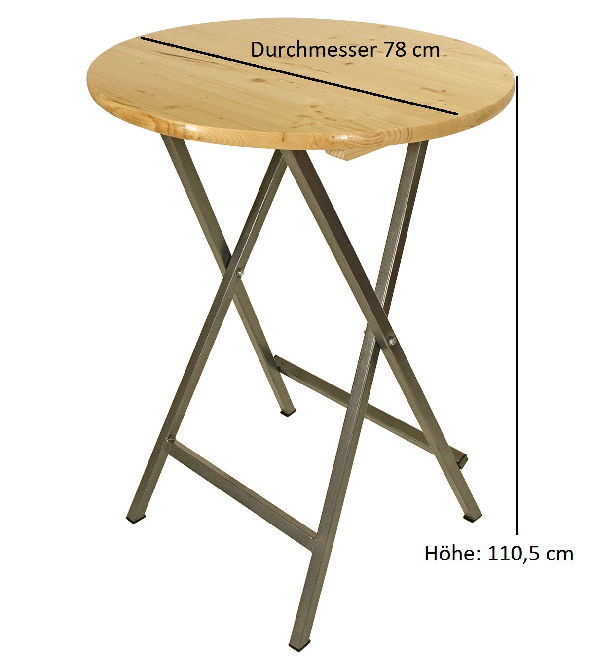 Tavolo da bar ZÜRICH 78cm pieghevole, metallo + legno verniciato