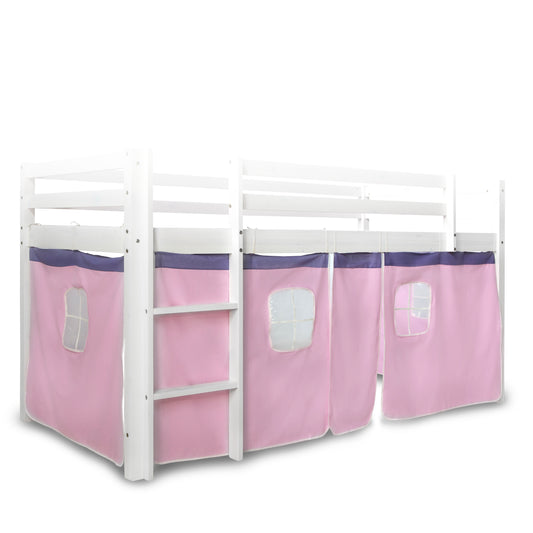 Bettumrandung Bettvorhang für Hochbett Vorhang Stoff Baumwolle Rosa