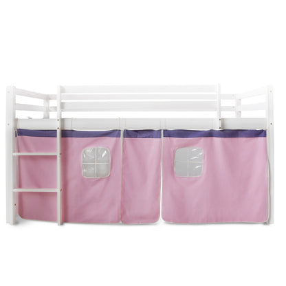 Bettumrandung Bettvorhang für Hochbett Vorhang Stoff Baumwolle Rosa