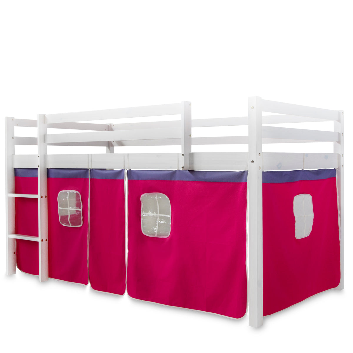 Bettumrandung Bettvorhang für Hochbett Vorhang Stoff Baumwolle Pink