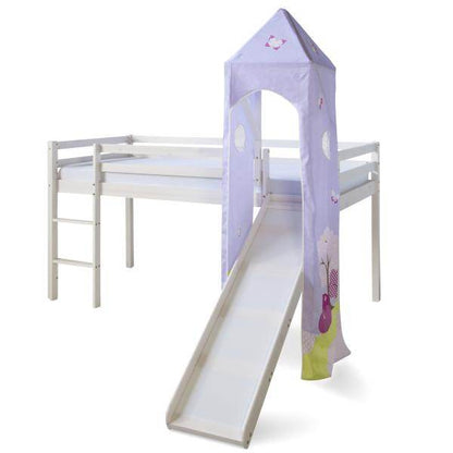 Hochbett Kinderbett 90x200 Weiss Rutsche Turm Spielbett Jugendbett Holz - Palo24
