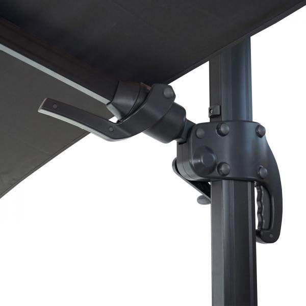 Gastronomie-Ampelschirm HWC-A96, 3x3m (Ø4,24m) schwenkbar, Polyester Alu/Stahl 23kg ~ anthrazit mit Ständer - Palo24
