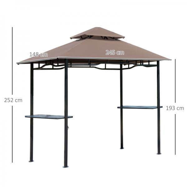 Grillpavillon Gartenzelt Grill Balkonpavillon Flammhemmendes Doppeldach Kaffeebraun+Schwarz - Palo24