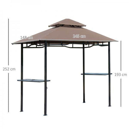 Grillpavillon Gartenzelt Grill Balkonpavillon Flammhemmendes Doppeldach Kaffeebraun+Schwarz - Palo24